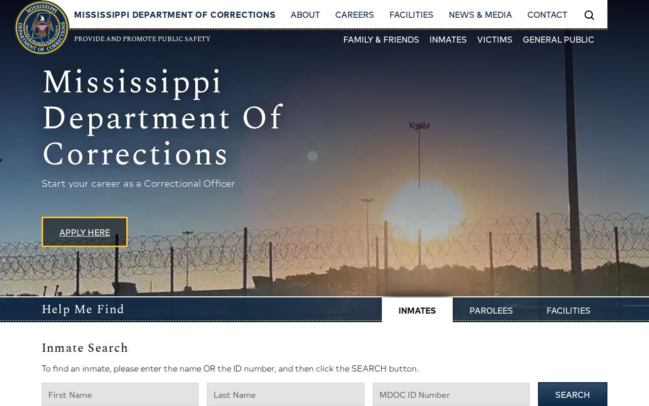 Mississippi Department of Corrections search for Clay County state-custody records