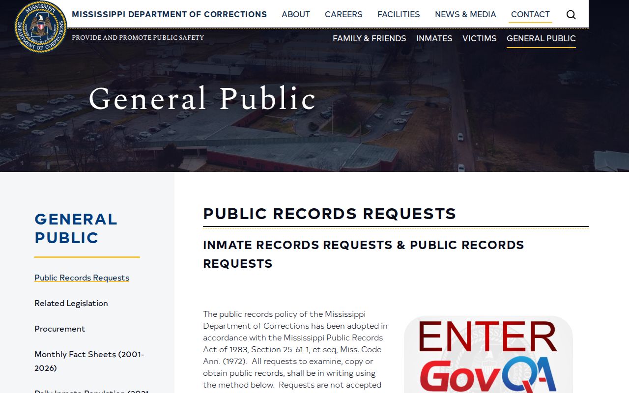 MDOC written public-records request path for Clay County state-custody records