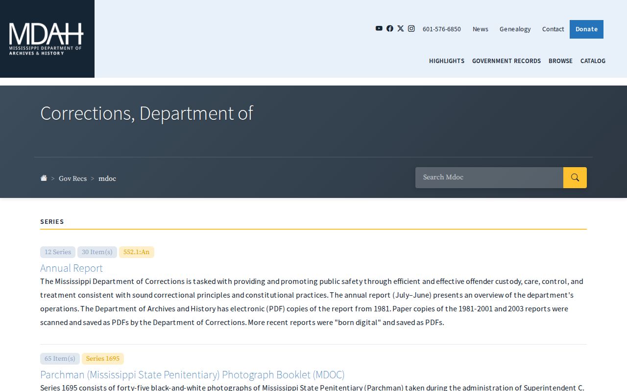 Mississippi archives source for Clay County historical correctional records